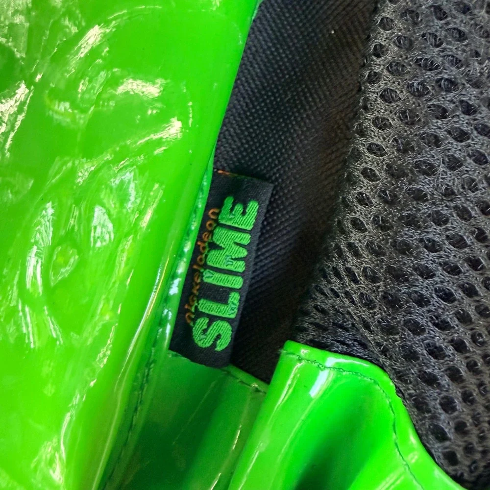Nickelodeon Slime Backpack Neon Green Drip Black School Bag Vinyl Pocket
